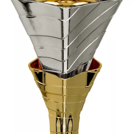 4218D Puchar metalowy złoto-srebrny h-28 cm, d-10 cm