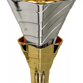 4218D Puchar metalowy złoto-srebrny h-28 cm, d-10 cm