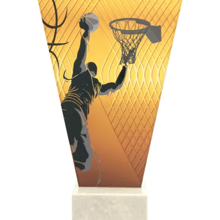 VL1-B/BAS Trofeum szklane na podstawie marmurowej - koszykówka h-20,5 cm, grub. 1 cm