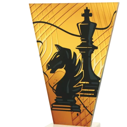 VL1-D/CHE Trofeum szklane na podstawie marmurowej - szachy h-15 cm, grub. 1 cm