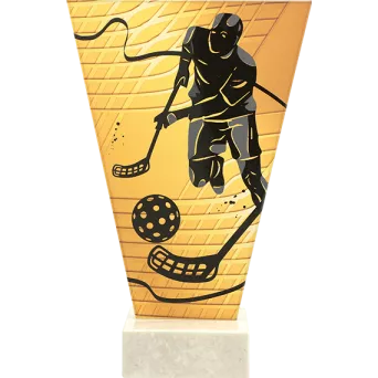 VL1-C/UNI Trofeum szklane na podstawie marmurowej - unihokej h-17,5 cm, grub. 1 cm