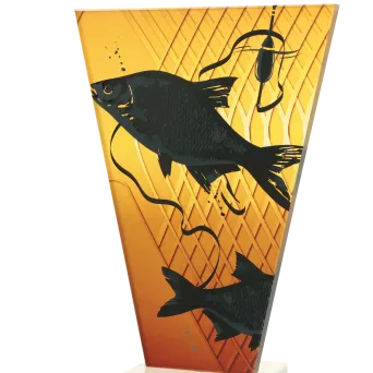VL1-C/FIS1 Trofeum szklane na podstawie marmurowej -wędkarstwo h-17,5 cm, grub. 1 cm