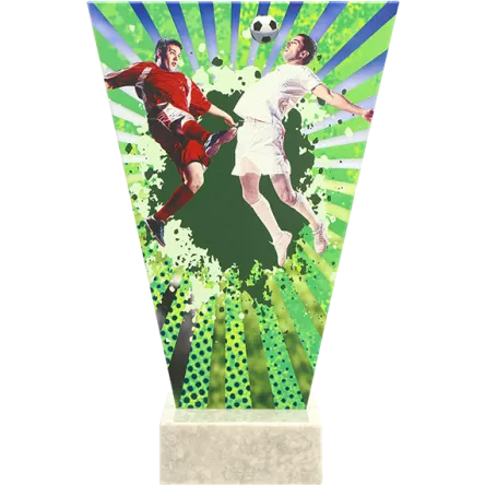 VL2-B/SOC1 Trofeum szklane na podstawie marmurowej - piłka nożna h-20,5 cm, grub. 1 cm