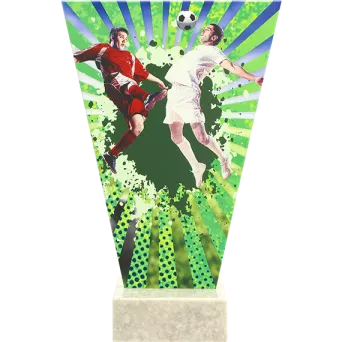 VL2-B/SOC1 Trofeum szklane na podstawie marmurowej - piłka nożna h-20,5 cm, grub. 1 cm