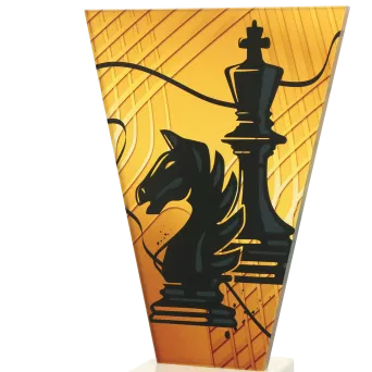 VL1-C/CHE Trofeum szklane na podstawie marmurowej - szachy h-17,5 cm, grub. 1 cm