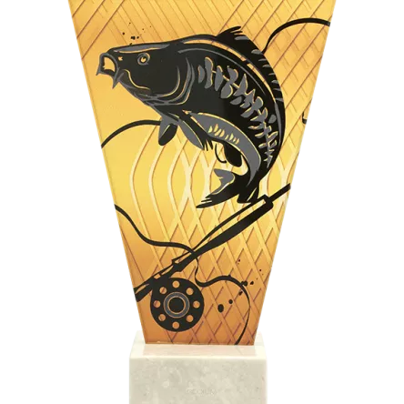 VL1-C/FIS2 Trofeum szklane na podstawie marmurowej - wędkarstwo h-17,5 cm, grub. 1 cm