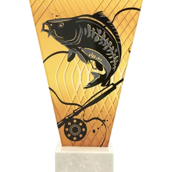 VL1-C/FIS2 Trofeum szklane na podstawie marmurowej - wędkarstwo h-17,5 cm, grub. 1 cm