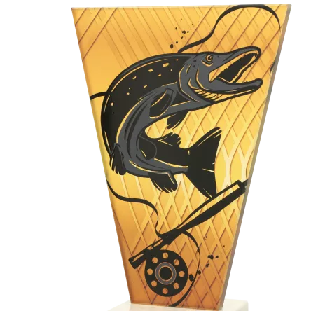 VL1-D/FIS3 Trofeum szklane na podstawie marmurowej -wędkarstwo h-15 cm, grub. 1 cm