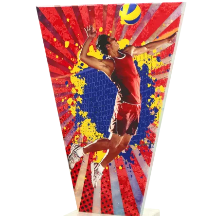 VL2-C/VOL Trofeum szklane na podstawie marmurowej - siatkówka h-17,5 cm, grub. 1 cm