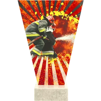 VL2-C/FIR Trofeum szklane na podstawie marmurowej - strażactwo h-17,5 cm, grub. 1 cm