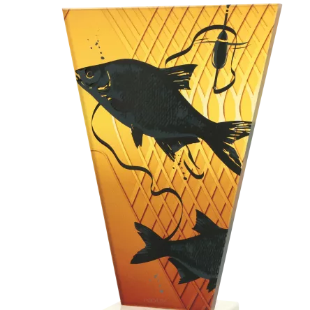 VL1-D/FIS1 Trofeum szklane na podstawie marmurowej - wędkarstwo h-15 cm, grub. 1 cm