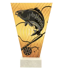 VL1-D/FIS2 Trofeum szklane na podstawie marmurowej - wędkarstwo h-15 cm, grub. 1 cm