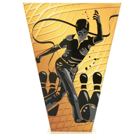 VL1-C/BOW Trofeum szklane na podstawie marmurowej - kręgle h-17,5 cm, grub. 1 cm