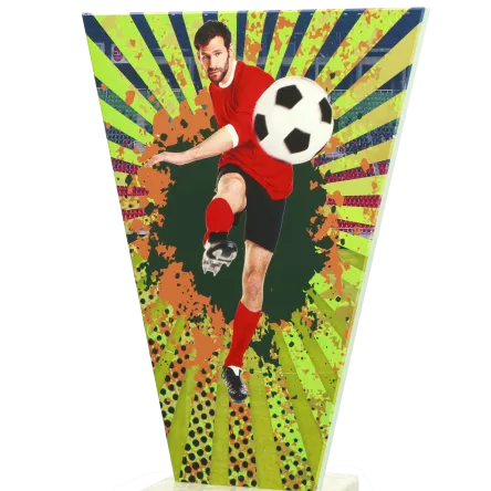 VL2-D/SOC2 Trofeum szklane na podstawie marmurowej - piłka nożna h-15 cm, grub. 1 cm