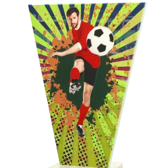 VL2-B/SOC2 Trofeum szklane na podstawie marmurowej - piłka nożna h-20,5 cm, grub. 1 cm