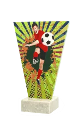 VL2-B/SOC2 Trofeum szklane na podstawie marmurowej - piłka nożna h-20,5 cm, grub. 1 cm