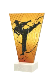 VL1-B/KAR Trofeum szklane na podstawie marmurowej - karate h-20,5 cm, grub. 1 cm