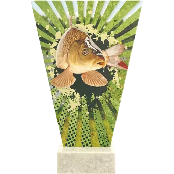 VL2-B/FIS2 Trofeum szklane na podstawie marmurowej -wędkarstwo h-20,5 cm, grub. 1 cm