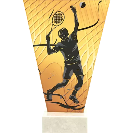 VL1-D/TEN2 Trofeum szklane na podstawie marmurowej - tenis ziemny h-15 cm, grub. 1 cm