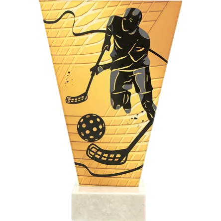 VL1-B/UNI Trofeum szklane na podstawie marmurowej - unihokej h-20,5 cm, grub. 1 cm
