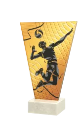 VL1-D/VOL Trofeum szklane na podstawie marmurowej - siatkówka h-15 cm, grub. 1 cm