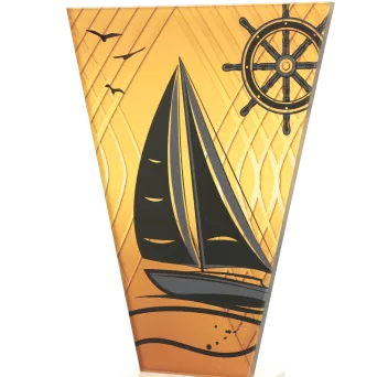 VL1-B/SAI Trofeum szklane na podstawie marmurowej - żeglarstwo h-20,5 cm, grub. 1 cm