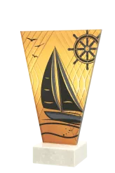 VL1-B/SAI Trofeum szklane na podstawie marmurowej - żeglarstwo h-20,5 cm, grub. 1 cm