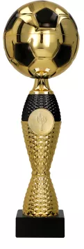 4222A Puchar metalowy złoto-czarny PIŁKA NOŻNA h-48 cm, d-16 cm