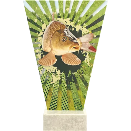 VL2-A/FIS2 Trofeum szklane na podstawie marmurowej -wędkarstwo h-22,5 cm, grub. 1 cm