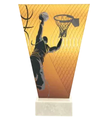 VL1-C/BAS Trofeum szklane na podstawie marmurowej - koszykówka h-17,5 cm, grub. 1 cm