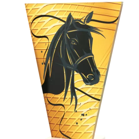 VL1-B/HOR Trofeum szklane na podstawie marmurowej - jeździectwo h-20,5 cm, grub. 1 cm