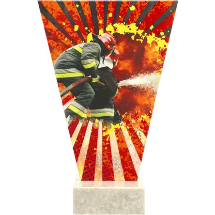 VL2-D/FIR Trofeum szklane na podstawie marmurowej - strażactwo h-15 cm, grub. 1 cm