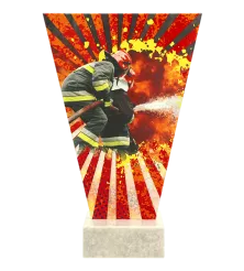 VL2-D/FIR Trofeum szklane na podstawie marmurowej - strażactwo h-15 cm, grub. 1 cm