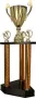 3131C Puchar metalowy piętrowy złoty h-70 cm, d-14 cm