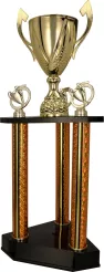 3131C Puchar metalowy piętrowy złoty h-70 cm, d-14 cm
