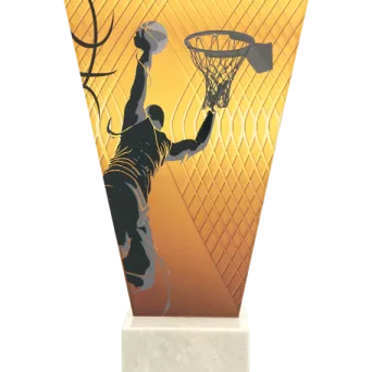 VL1-D/BAS Trofeum szklane na podstawie marmurowej - koszykówka h-15 cm, grub. 1 cm