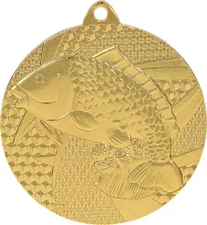MMC7950/G Medal złoty- wędkarstwo - ryba - medal stalowy R- 50 mm, T- 2 mm