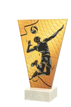 VL1-B/VOL Trofeum szklane na podstawie marmurowej - siatkówka h-20,5 cm, grub. 1 cm