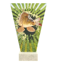 VL2-C/FIS2 Trofeum szklane na podstawie marmurowej - wędkarstwo h-17,5 cm, grub. 1 cm