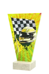 VL2-B/MOT Trofeum szklane na podstawie marmurowej - motoryzacja h-20,5 cm, grub. 1 cm