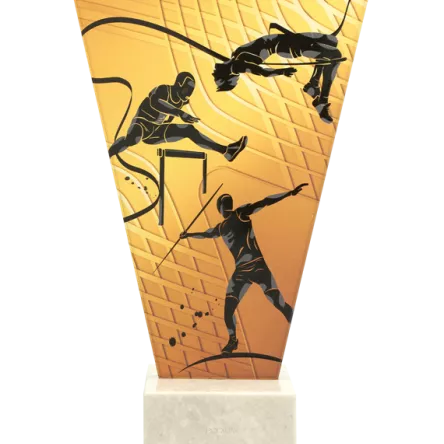 VL1-A/ATH Trofeum szklane na podstawie marmurowej - lekkoatletyka h-22,5 cm, grub. 1 cm