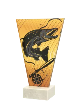 VL1-A/FIS3 Trofeum szklane na podstawie marmurowej - wędkarstwo h-22,5 cm, grub. 1 cm