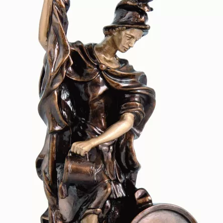 RFST2021-34/BR figurka odlewana brązowa z miejscem na emblemat STRAŻACTWO h-34 cm