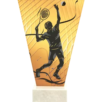 VL1-A/TEN2 Trofeum szklane na podstawie marmurowej - tenis ziemny h-22,5 cm, grub. 1 cm