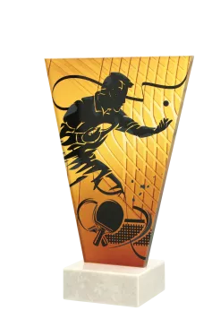 VL1-D/TAB Trofeum szklane na podstawie marmurowej - tenis stołowy h-15 cm, grub. 1 cm