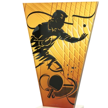 VL1-D/TAB Trofeum szklane na podstawie marmurowej - tenis stołowy h-15 cm, grub. 1 cm
