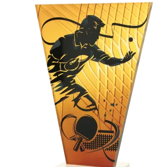 VL1-D/TAB Trofeum szklane na podstawie marmurowej - tenis stołowy h-15 cm, grub. 1 cm