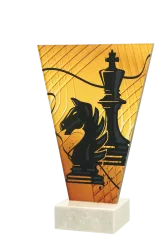 VL1-A/CHE Trofeum szklane na podstawie marmurowej - szachy h-22,5 cm, grub. 1 cm