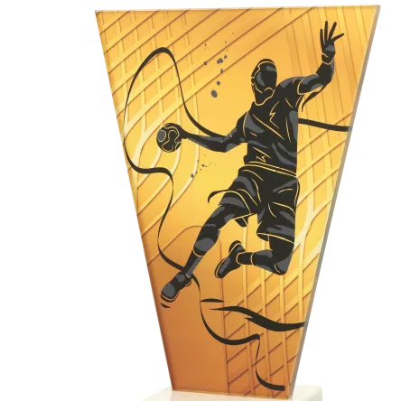 VL1-B/HAN Trofeum szklane na podstawie marmurowej - piłka ręczna h-20,5 cm, grub. 1 cm
