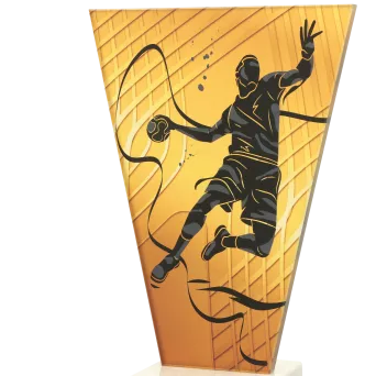 VL1-B/HAN Trofeum szklane na podstawie marmurowej - piłka ręczna h-20,5 cm, grub. 1 cm